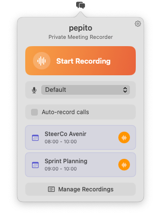 pepito popover with calendar event